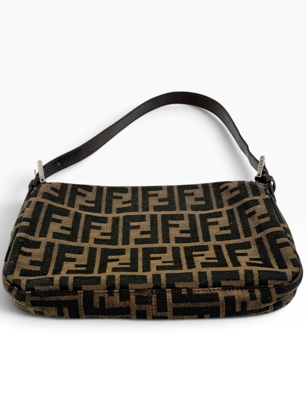 Auth FENDI ZUCCA BAGUETTE shoulder Bag Brown Monogram Canvas vintage LIKE NEW - Picture 7 of 16